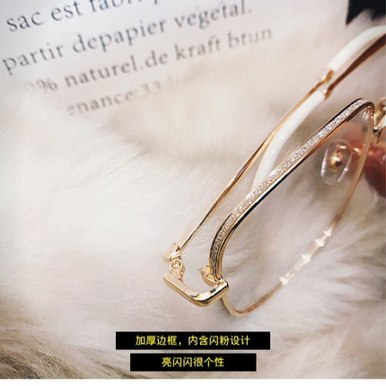 Anti-blue Light Myopia Glasses Women's Light Flat Glasses Metal Frame Internet Red Big Face Slimming Myopia Finished Glasses