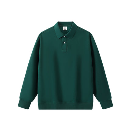 New Cross-Border 350g Cotton Polo Collar Sweatshirt for Men and Women, Couple's Sweatshirt, Autumn and Winter Loose Long-Sleeve Solid Color Top