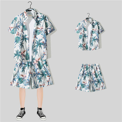 Short-sleeved Flower Shirt Hainan Island Clothing Beach Clothing Sanya Summer Weifeng Thailand Travel Men's Couple Summer Thin suit