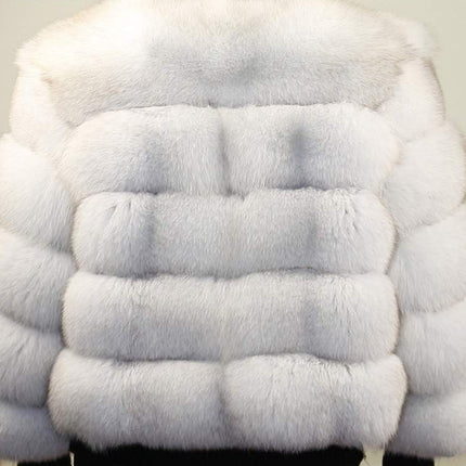 Fashion High-End Young Style Women's Coat, Aliexpress Popular Model, 5-Section Genuine Fox Fur Coat with Fur Integrated