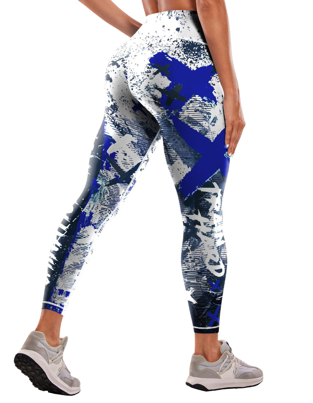 Cross-border European and American New Printed Yoga Pants Women's Sports Fitness Pants High Waist Tight Fitness Pants European and American Yoga Clothing