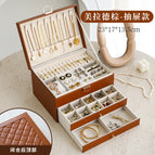 Diamond brown three-layer jewelry box