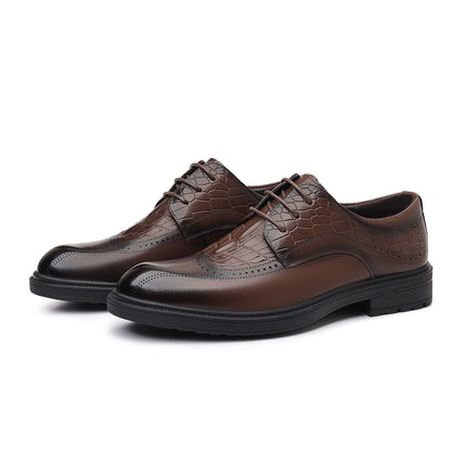 Men's Leather Shoes 2026 New Model First-Layer Cowhide Shoes Men's High-End Formal Business Brogue Shoes Young Style Shoes
