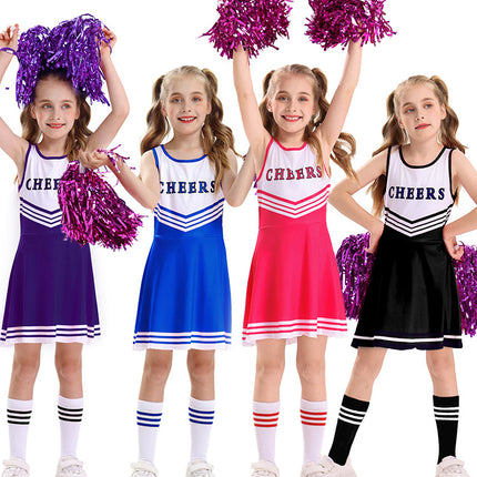 2025 New Cross-Border Children's Cheerleading Uniforms Four-Color Cheerleading Football Baby Dress Cheerleading Ball Suit