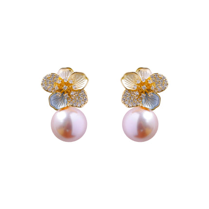 French Accessible Luxury Zircon Camellia Flower Pearl Earrings Niche High-End Exquisite Earrings Unique and Beautiful Earrings for Women