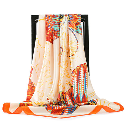 Silk Scarf Women's Summer Korean-style All-match Large Square Silk Hand Scarf Women's Spring and Autumn Shawl Long Sunscreen Beach Towel