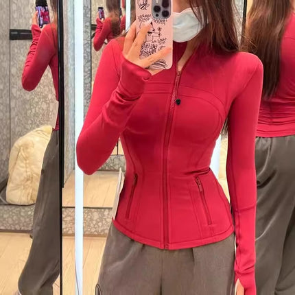 Lu's Spring Yoga Wear Defina Stand Collar Jacket Top Women's Sports Slimming Look Brushed Jacket