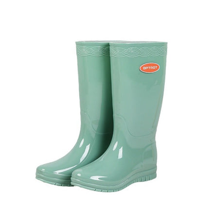 Women's Rain Shoes Korean Style Fashionable Mid-barrel High-bark Rain Boots Thick Sole Non-slip Waterproof Plus Cotton Velvet Warm Cover Shoes Outdoor Water Shoes