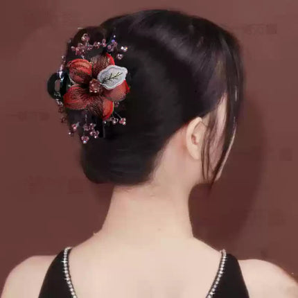 Cross-border high-grade handmade copper wire woven flower clip metal clip back head coil hair large shark clip hair accessories