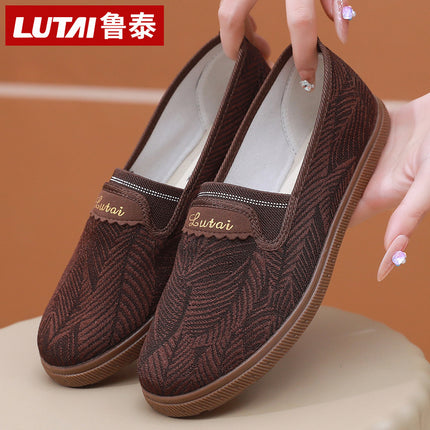 Lu Tai Mom Shoes Flat Shoes Cloth Shoes Women's Shoes Soft Sole Not Tired Foot Slip-on Casual Shoes Single Shoes Elderly Shoes