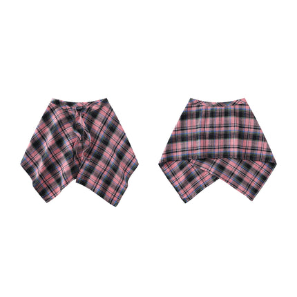 A generation of hair folding artifact color plaid fart curtain one-piece lace-up high street irregular hem Joker skirt