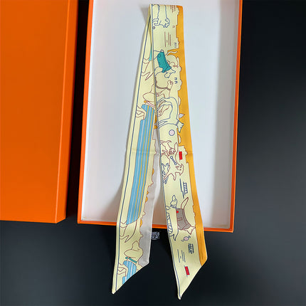 Korean New Animal Puppy Twill Decorative Women's Ribbon Tie Bag Ribbon Scarf Small Scarf