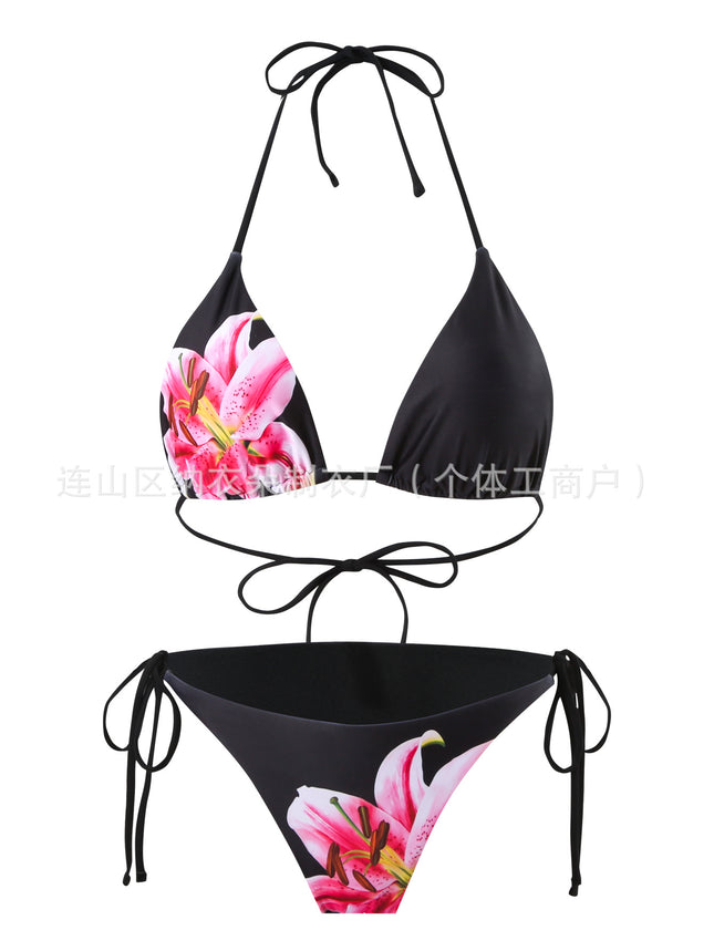 2025 New Printed Halter Neck Bikini, Sexy and High-End Swimwear for the Beach, Ultra-Revealing Two-Piece Swimsuit for Women