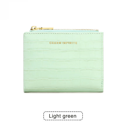 Women's Short Wallet 2024 New Fresh Crocodile Pattern Two-fold Coin Purse Simple Fashion Card Storage Bag