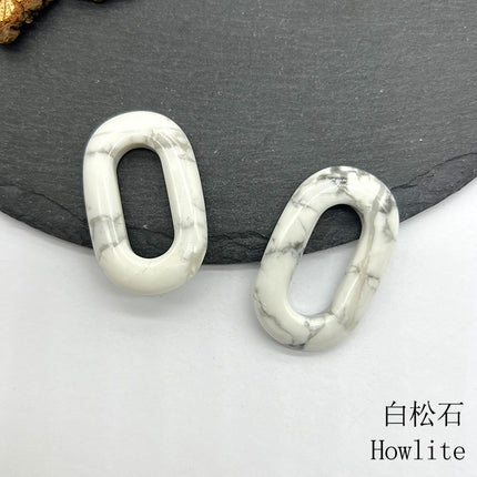 Natural Crystal Amethyst Rose Quartz O-Ring Pendant Tiger Eye Aventurine Jade Large Hole Oval Circle DIY Pendant Accessories