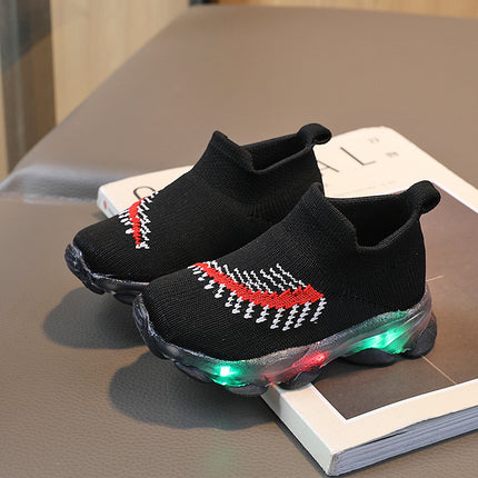 Spring LED lights men's and women's children's shoes factory direct breathable fly woven socks shoes luminous sports shoes spot