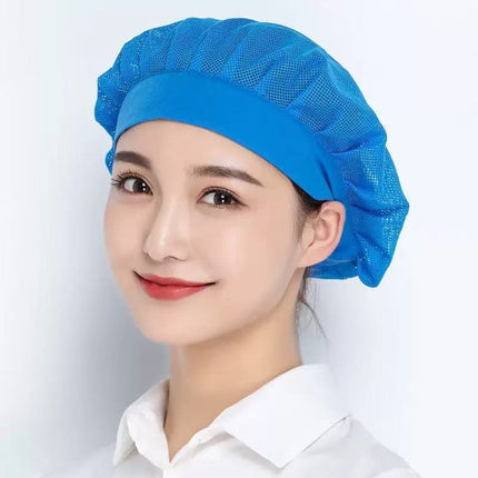 Chef Hat White Food Kitchen Breathable Mesh Workshop Dustproof Work Cap Adjustable Mushroom Hat Unisex