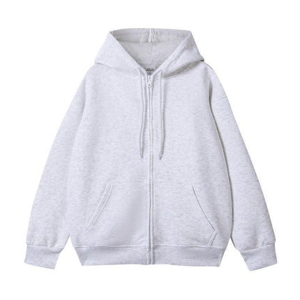 American-Style Trendy Brand 350g Pure Cotton Zip-Up Hoodie, Unisex Versatile Loose Top, Oversized Cardigan Jacket