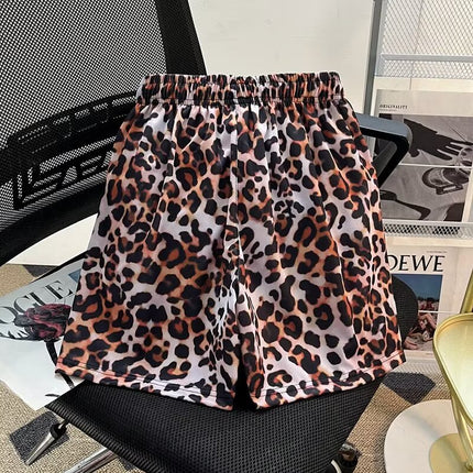 Internet Trendy Shorts Men's Hong Kong Style Trendy Brand Five-point Outer Wear Thin Loose Casual Leopard Print Large Shorts Quick-dry Beach Pants