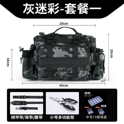 [Send bait box] fishing gear Luya special storage bag waist bag crossbody shoulder waterproof bag large capacity fishing rod bag