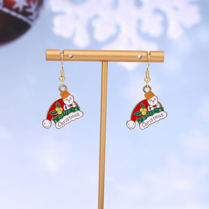 Cross-border personality Christmas series elk gingerbread earrings European and American cartoon oil Santa Claus earrings