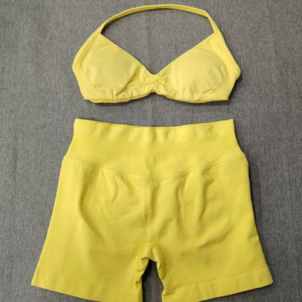 suit DF Amazon Explosions Shorts Small Bra High Elastic Superfine Extinction Nylon Hanging Neck Beauty Back Sports Vest