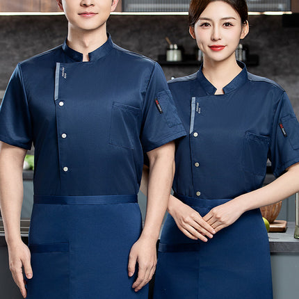 Summer Thin Breathable Net Short-sleeved Chef Clothes Catering Hotel Restaurant Canteen Cake Baking Work Clothes Kitchen Clothes