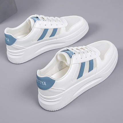 2026 Hot-Selling Spring and Autumn Lightweight White Sneakers with Leather Surface, Height-Increasing Soft Sole, Breathable Thick-Soled Sports Casual Shoes for Women