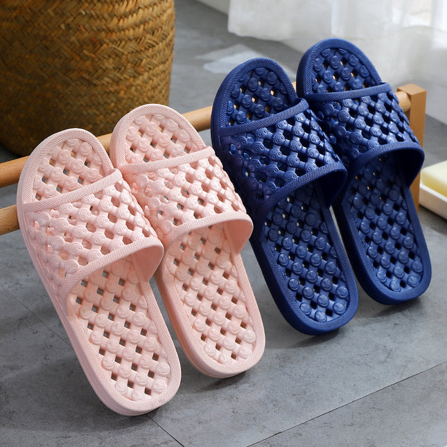 New Style Slippers for Women's Bedroom Leaking Hollow Smiley Face Home Summer Indoor Home Bathroom Bathing Couple Men's and Women's Slippers