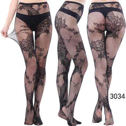 Factory In-Stock European and American Style Pantyhose, Summer Fishnet Stockings, Fashionable Girls' Sexy Patterned Jacquard Lace Hollow-Out Retro