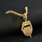 Gold Toner Tongue Single Pendant