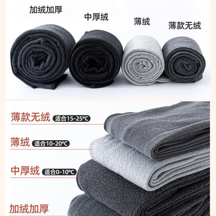 New Autumn and Winter Fleece-Lined Thick Cotton Ribbed Leggings, Gray Footed Warm Pants, High-Waisted Slimming Tights
