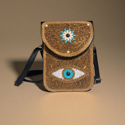 Bohemian Women's Mobile Phone Bag Xinjiang Inner Mongolia Yunnan Travel Souvenir Retro Heavy Industry Rice Bead Shoulder Bag