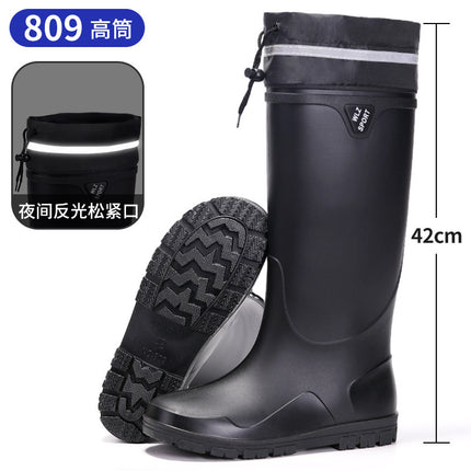 Night reflective Senior high school low men's rain boots safe travel fishing security site mountain-seeking non-slip rain boots water shoes rubber shoes