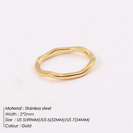St.Delan 18K Gold Ring, Wavy Irregular Ring, Simple and Fashionable Stainless Steel Ring Batch