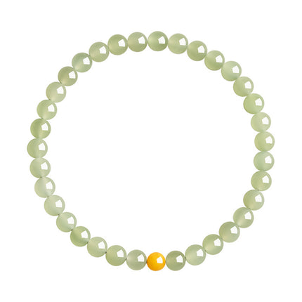 Hetian Jade Women's Natural Hetian Jade Bracelet Yellow Beeswax Transfer Bead Jade Bracelet for Men