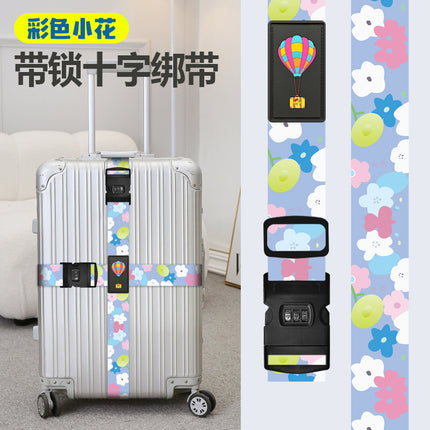 Cross-border suitcase cross double password strap luggage reinforced strap trolley case explosion-proof strap polyester printed strap