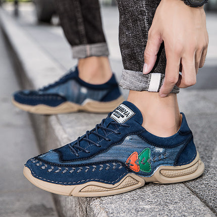 Cross-Border Large Size 7219 Men's Casual Denim Casual Sports Shoes Outdoor Trendy Shoes Hand-Stitched Men's Shoes New Style