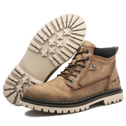 Men's cotton-padded shoes outdoor work shoes high-top shoes single-layer shoes cross-border plus size men's shoes hand-stitched shoes