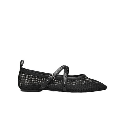Mesh Ballet Style Flats Shoes 2024 Spring and Summer New Black Fashion Simple Personalized Shoes