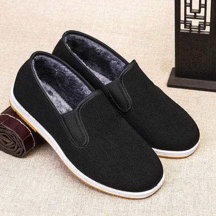 Autumn and Winter Old Beijing Cloth Shoes Fleece-Lined Thickeneded Cotton Shoes Men's Wholesale Work Driving Warm Middle-Aged and Elderly Non-Slip Men's Shoes