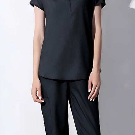 [Stretchy Nurse Scrub] Stretchy Polyester Women's V-Neck