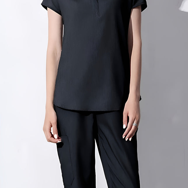 [Stretchy Nurse Scrub] Stretchy Polyester Women's V-Neck