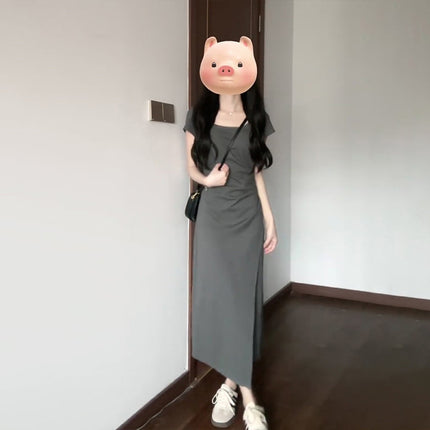 Small Tea Break French Square Collar dress Children's Summer 2024 New Pear-Shaped Figure Niche Design Long Dress