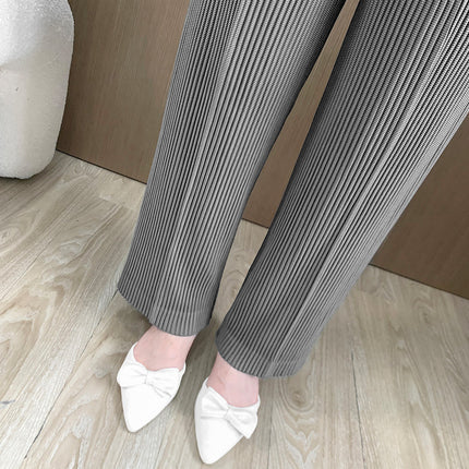 Miyake main line pleated pants women's elastic waist slimming straight pants women's pipe pants leg straight all-match casual pants
