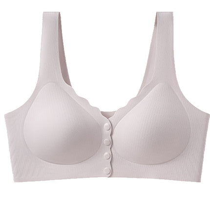 Plus Size Women's Seamless Wireless Front-Closure Nursing Thin Vest-Style Bra for Breastfeeding, Makes Large Busts Appear Smaller and Beautiful Back