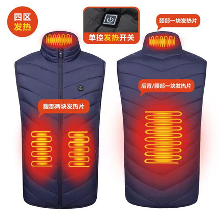 Winter New Cross-Border Heated Vest with Stand Collar, Heated Men's Vest, USB Smart Electric Heating Vest for Men
