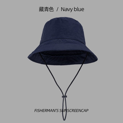 Summer Hat Big Head Fisherman Hat Double-sided Sunscreen Men's Hat Men's Trendy Thin Black Sun Hat Japanese