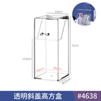 4638. 1 transparent high square box with inclined lid
