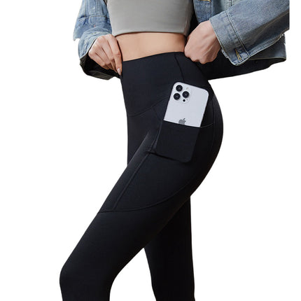 Petite Women's Cropped Leggings, High-Waisted, Butt-Lifting, Tight-Fitting Yoga Pants, Sharkskin Pants, High Elasticity, Leg-Lengthening, Slimming, Running